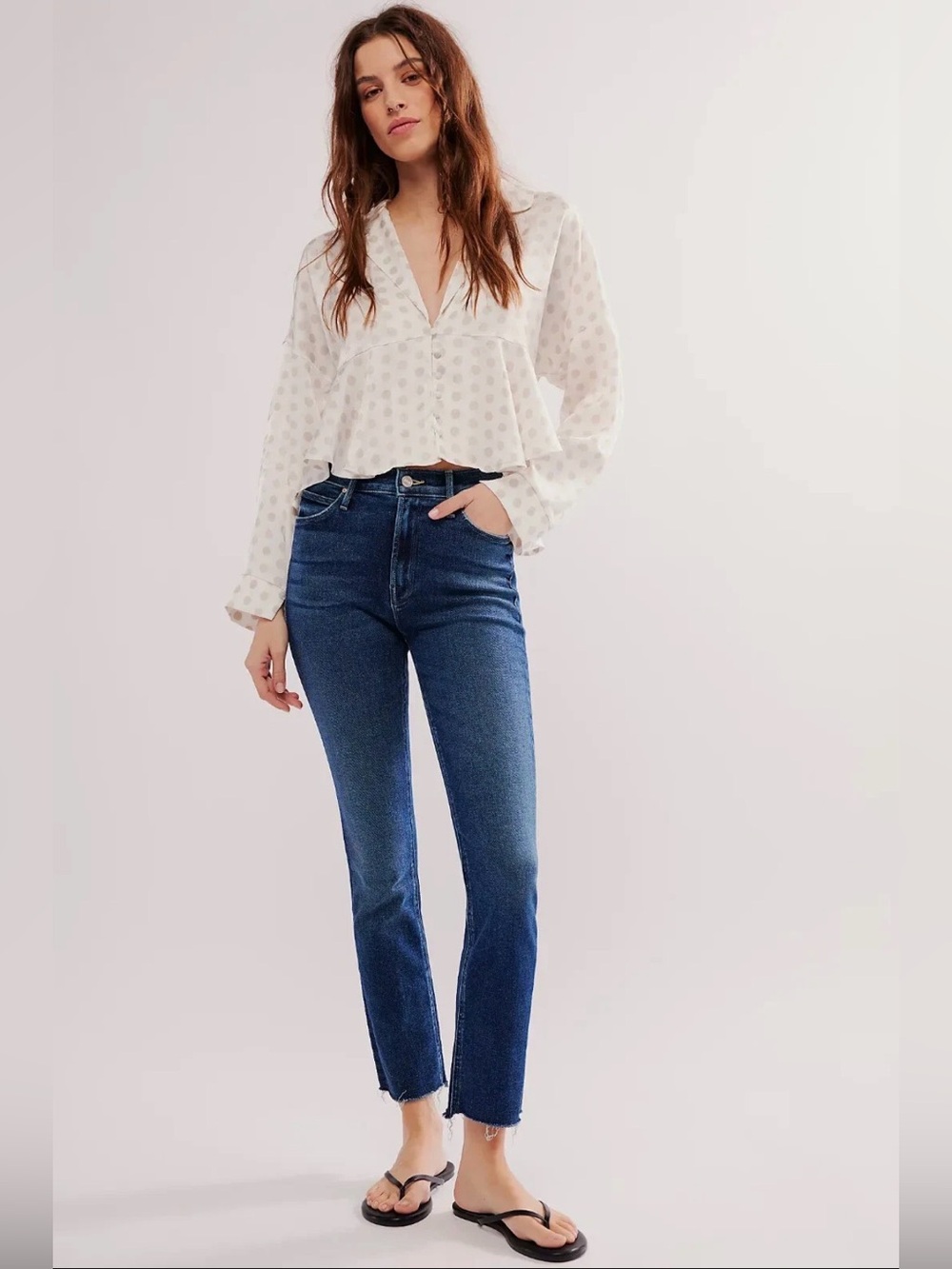 Mother Denim Mid Rise Dazzler Ankle Fray in C’est La Vie